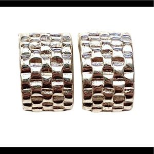 GIVENCHY Vintage Silver Textured Hoop Earrings